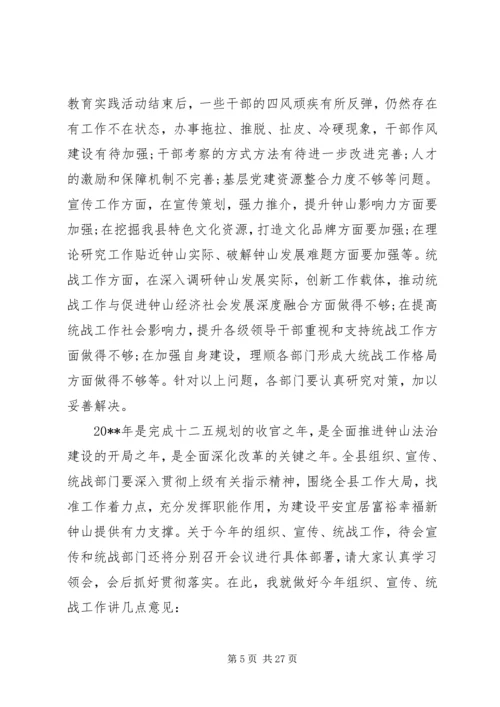 县委领导组织宣传统战工作会议上的讲话.docx