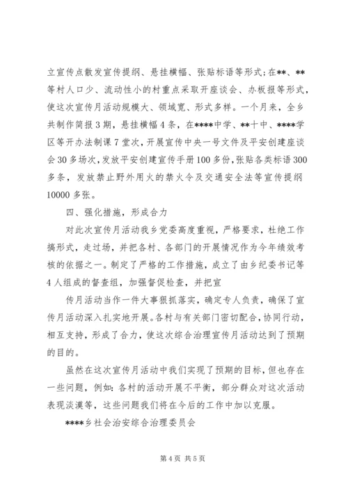 乡镇社会治安综合治理宣传月活动工作总结.docx