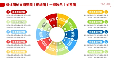红色简约风10项圆环流程关系图PPT
