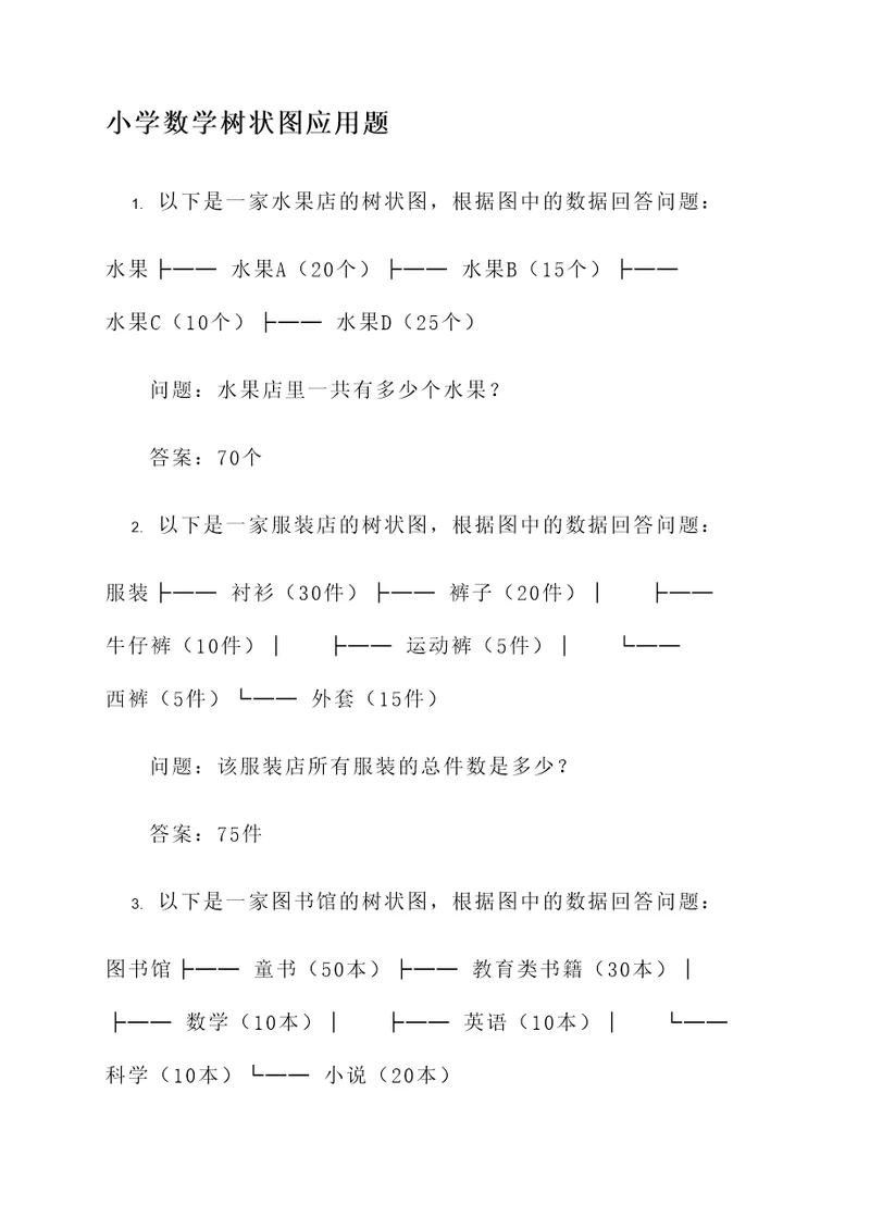 小学数学树状图应用题