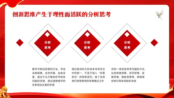 红色简约谈创造性思维PPT模板宣传PPT动态PPT