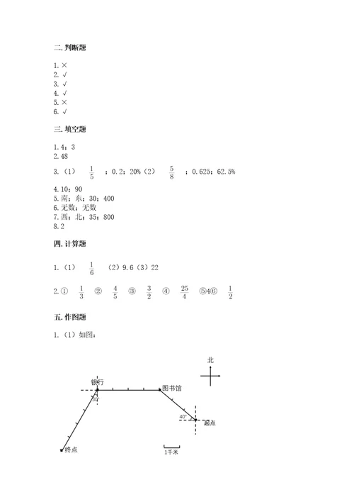 小学六年级数学上册期末卷及参考答案（名师推荐）