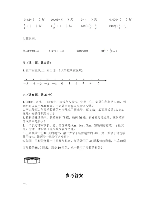 小学六年级数学摸底考试题附答案.docx