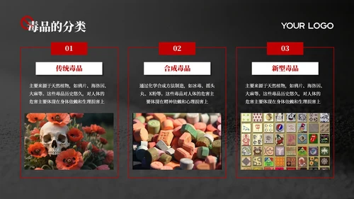 黑红色禁毒教育课件PPT模板