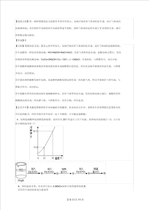 中考化学总复习溶液、溶解度和溶质的质量分数专题突破