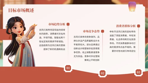 橙红色中国风中秋节古灯营销方案PPT
