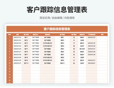 客户跟进登记表