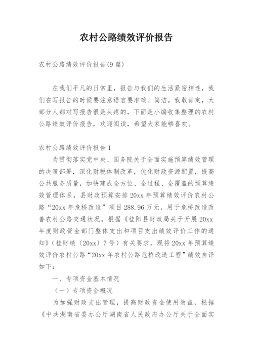 农村公路绩效评价报告.docx
