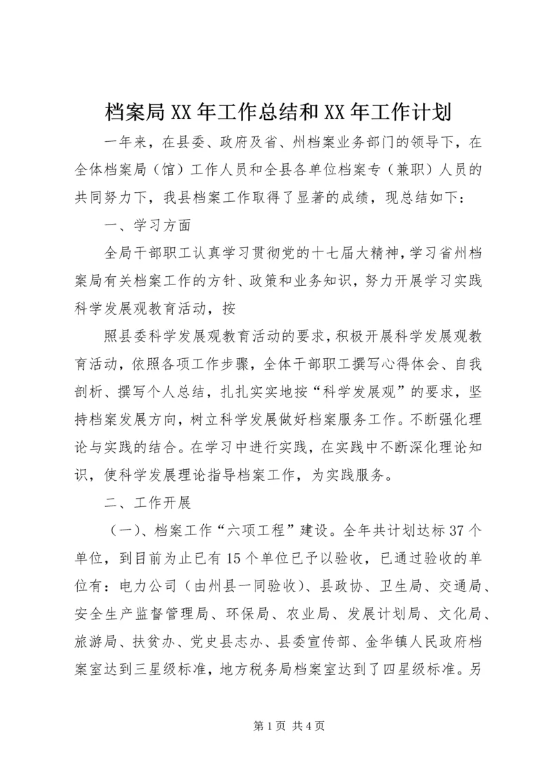 档案局XX年工作总结和XX年工作计划 (2).docx