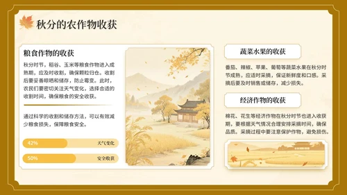 棕色中国风秋分节气介绍主题班会PPT模板