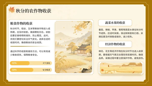 棕色中国风秋分节气介绍主题班会PPT模板