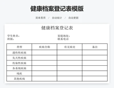 健康档案登记表模版