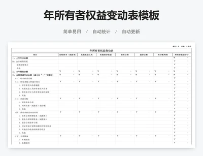年所有者权益变动表模板