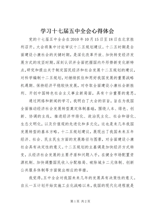 学习十七届五中全会心得体会 (17).docx