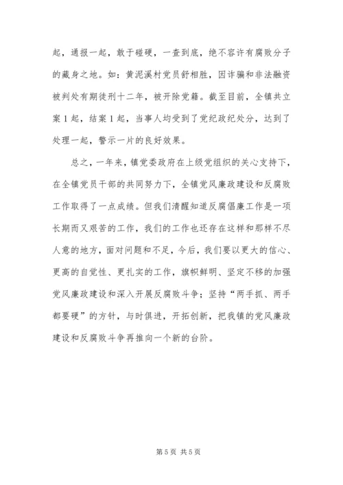 乡镇年终廉政建设工作报告.docx