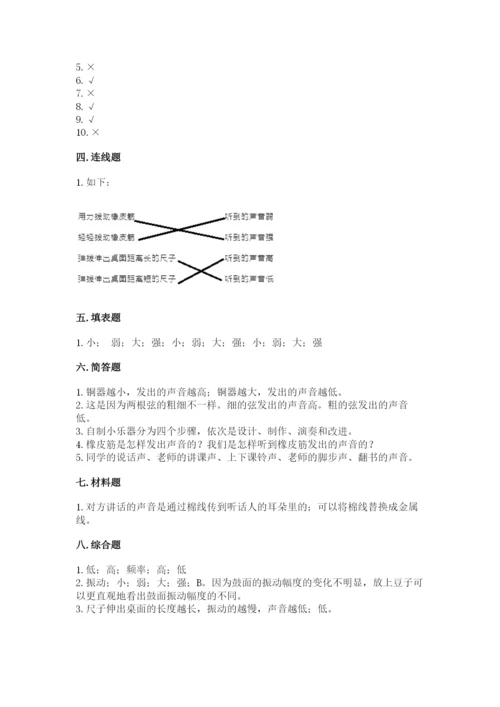 教科版科学四年级上册第一单元声音测试卷及完整答案【网校专用】.docx