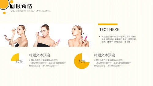 黄色杂志风美妆行业工作汇报通用PPT模板