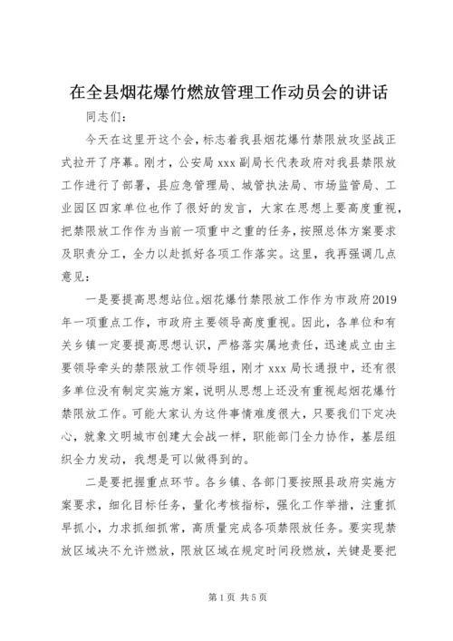 在全县烟花爆竹燃放管理工作动员会的讲话.docx