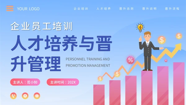 扁平风人才培养与晋升管理培训PPT模板