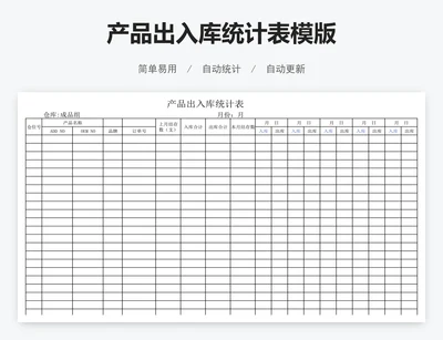 产品出入库统计表模版