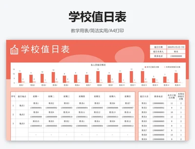 学校值日表