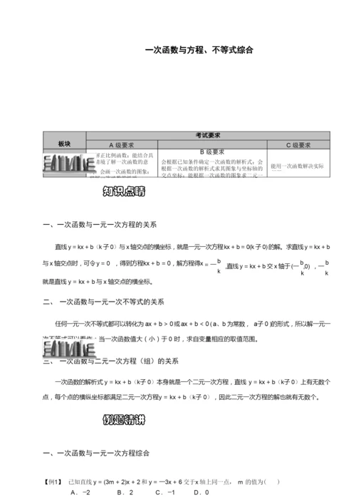 《一次函数与方程、不等式综合》练习题.docx