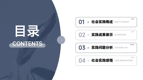蓝色稳重简约社会实践报告PPT模板