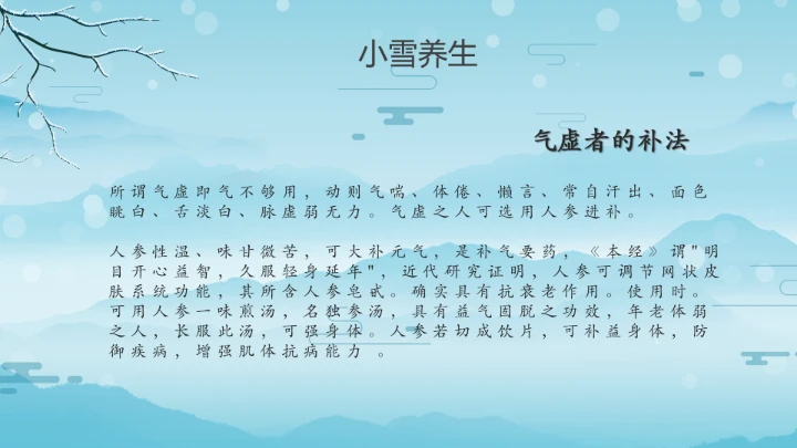 卡通风中国传统二十四节气小雪PPT模板