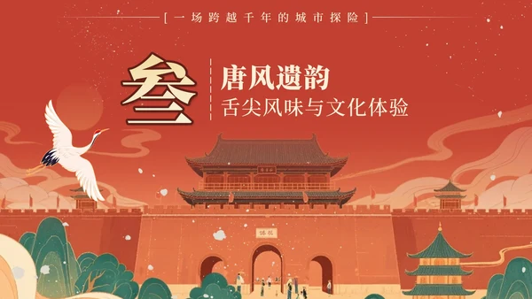 红色中国风西安旅行计划PPT模板