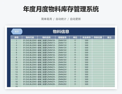 年度月度物料库存管理系统