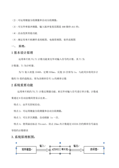 频率计的设计报告含详细原理流程图c语言程序proteus图等.docx