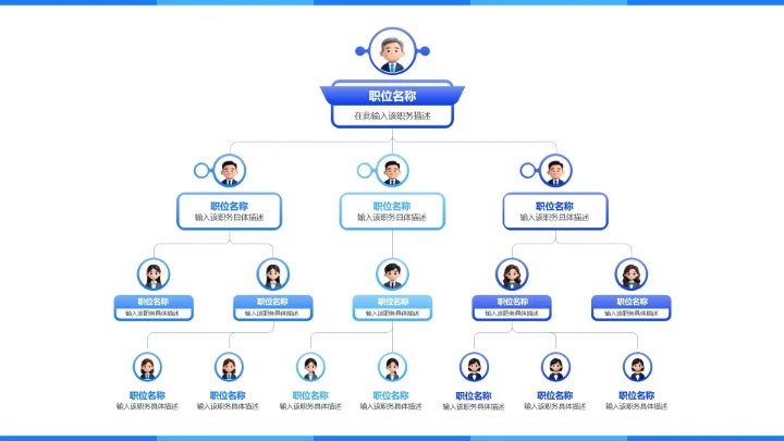 蓝色简约公司组织架构图通用PPT模板