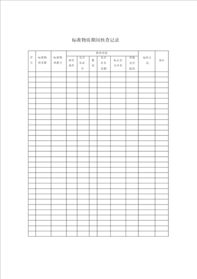 标准物质期间核查记录
