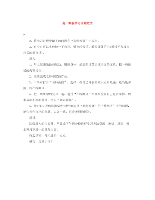 精编之高一寒假学习计划范文.docx