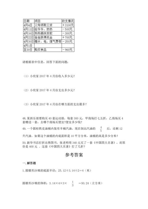小升初数学应用题50道及答案.docx