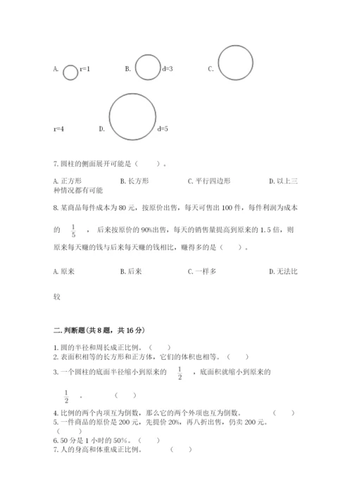 北师大版小学六年级下册数学期末检测试题精品【实用】.docx