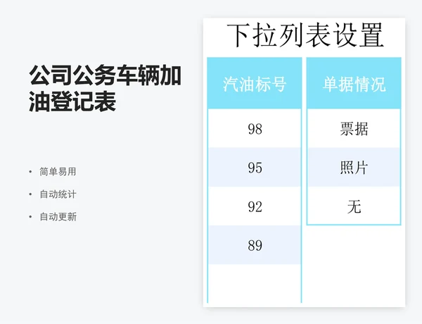 公司公务车辆加油登记表