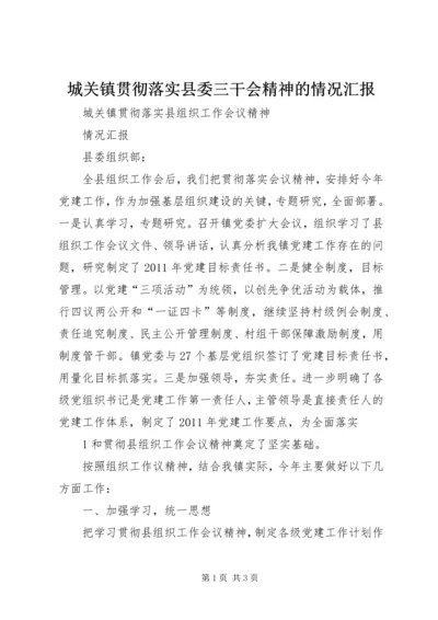 城关镇贯彻落实县委三干会精神的情况汇报 (3).docx