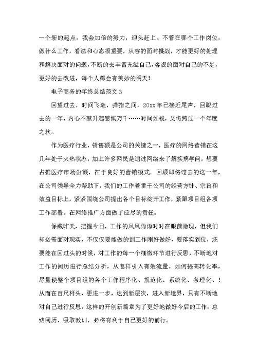 电子商务的年终总结范文5篇