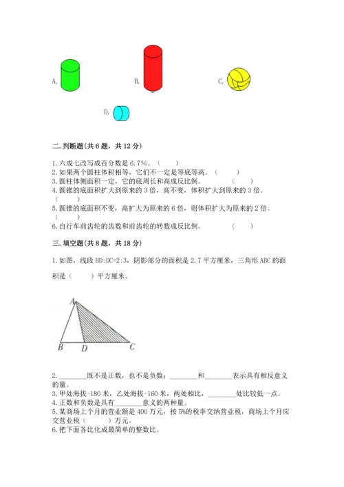 六年级下册数学 期末测试卷附参考答案【精练】.docx