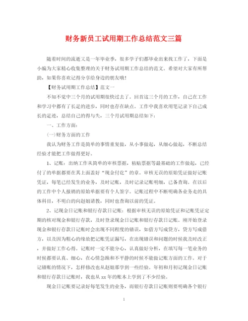 精编之财务新员工试用期工作总结范文三篇.docx