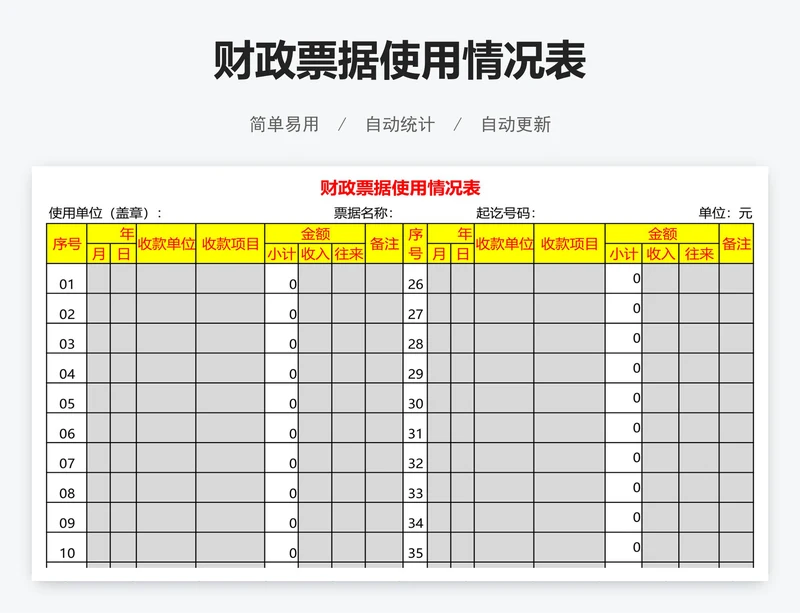 财政票据使用情况表