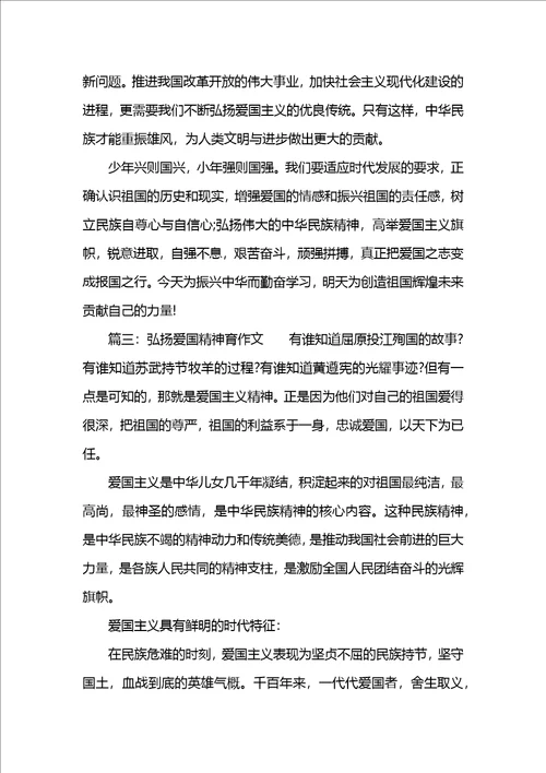 弘扬爱国精神的作文600字共4页