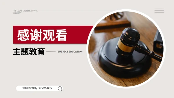 白色简约风校园法制安全推广宣传主题教育PPT模板