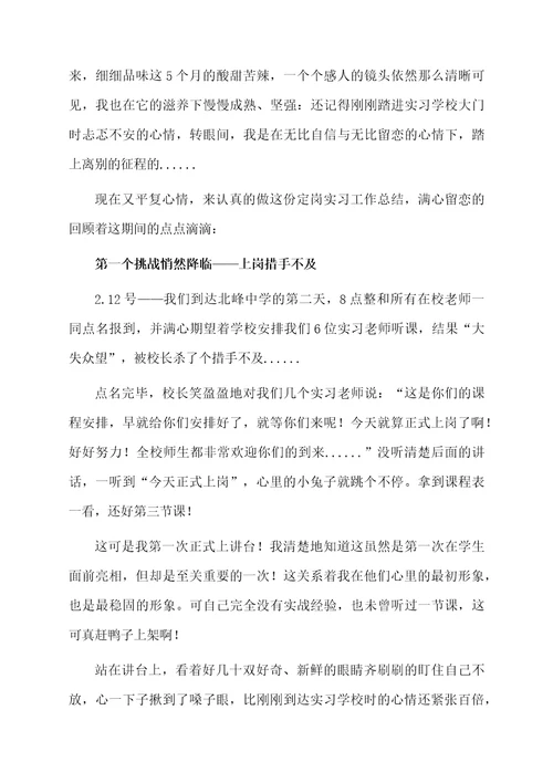 关于顶岗实习工作总结（通用5篇）