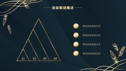 深蓝金奢华金叶子PPT模板