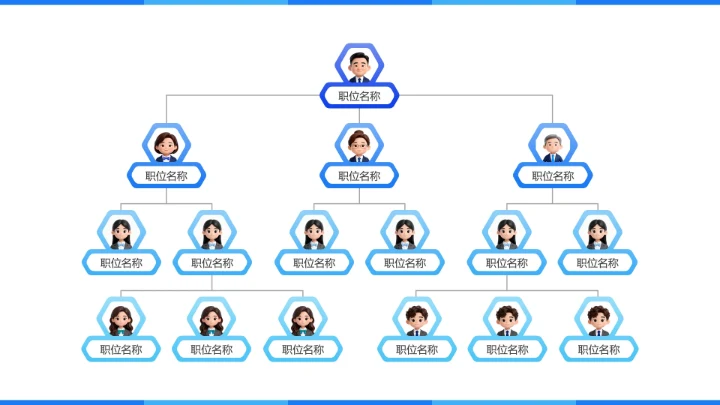 蓝色简约公司组织架构图通用PPT模板