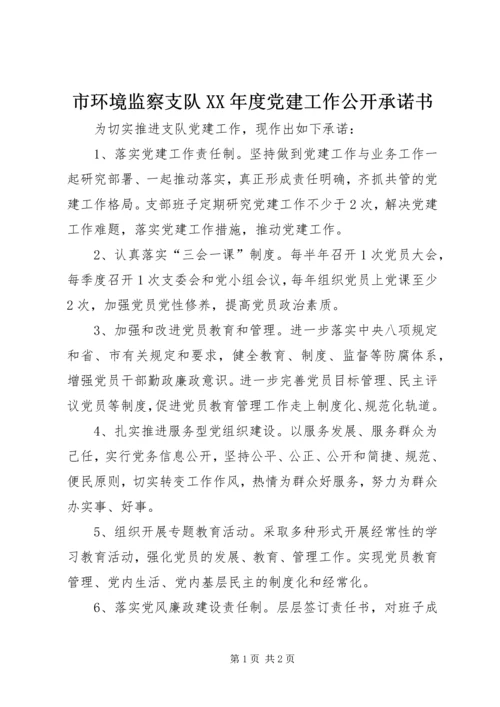 市环境监察支队XX年度党建工作公开承诺书.docx