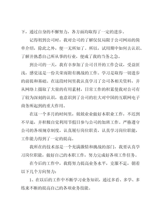 员工试用期个人工作总结（22篇）