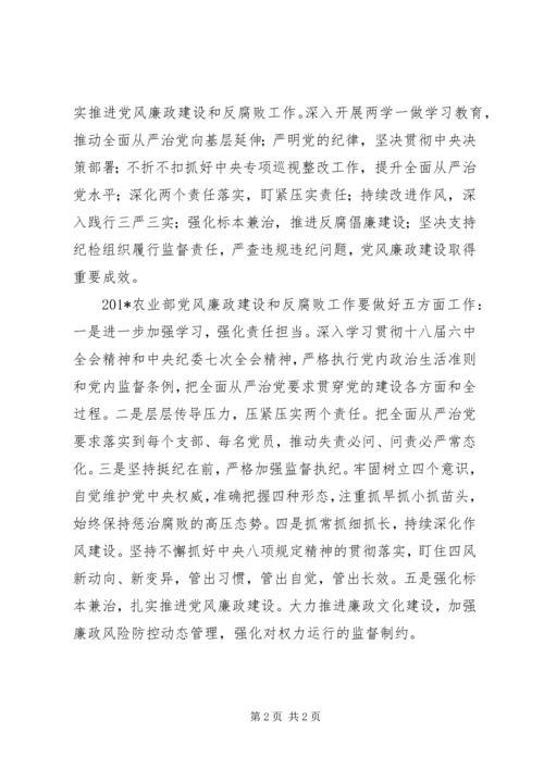农业部201X年党风廉政建设工作会议讲话稿.docx